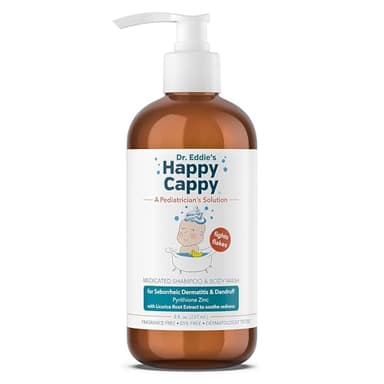 Happy Cappy Medicated Shampoo and Body Wash- Baby Dandruff Shampoo, Helps Cradle Cap and Seborrheic Dermatitis, Reduces Flakes and Redness, Dermatologist Tested, Fragrance-Free - 8 Fl Oz