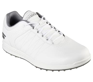 Skechers Men's Pivot Spikeless Golf Shoe, White/Gray, 10