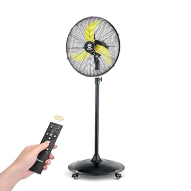 FUGOO 20'' Outdoor Quiet Oscillating Pedestal Fan With Remote Control,All Sealed BLDC Motor, 4-Speed Waterproof Outdoor Fan, Heavy Duty Industrial Fans for House,Patios, Commercial, Garage, Warehouse