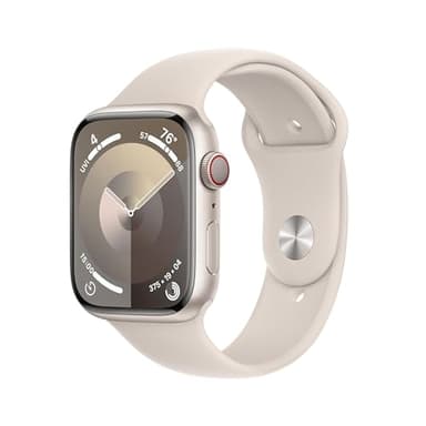 Apple Watch Series 9 [GPS + Cellular, 45mm] - Starlight Case with Starlight Sport Band, S/M (Renewed Premium)
