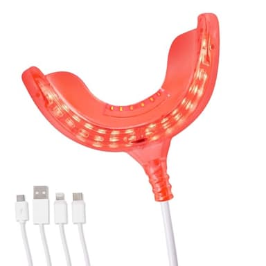Red Light Therapy for Gums, Toothache Relief, Periodontal Light, Bleeding Gums, Gum Health Red Light, with adapters for USB/C, iPhone, and Android from (White)
