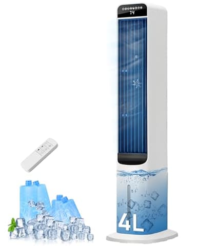 Uthfy 41" Portable Air Conditioners, 3-in-1 Swamp Cooler with 4 Modes, 3 Speeds, 120° Oscillation, 4 Ice Packs, 4L Removable Water Tank, Remote, Easy Cleaning, White