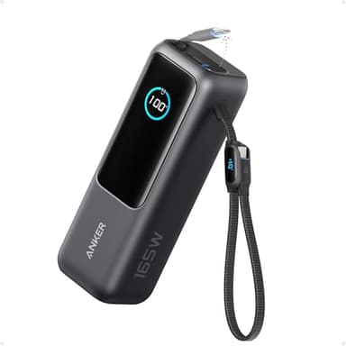 Anker Laptop Power Bank, 25,000mAh Portable Charger with Triple 100W USB-C Ports, Built-in Retractable Cables, Flight-Approved for Travel, iPhone 17/16 Series, MacBook, Samsung, and More