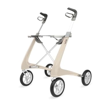 byACRE Carbon Ultralight Rollator Walker with Organizer Bag, Wide Track, Oyster White