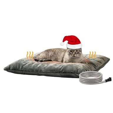 PetTemp Outdoor Heated Pet Heating Pad for Cats & Small Dogs, Waterproof Heated Bed with Auto Temp Control & Chew-Resistant Cord, Cozy Bed for Feral Cat Houses & Porches, 20W (15.7" x 12.5")