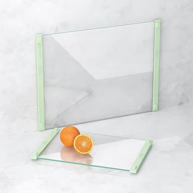 2PCS Glass Cutting Board with Silicone Grip, 80% Stronger Shatter Resistance and Slip Resistance,No Scratches/Microplastic-Free,Dishwasher Safe, Non Toxic Chopping Board for Kitchen (Green)