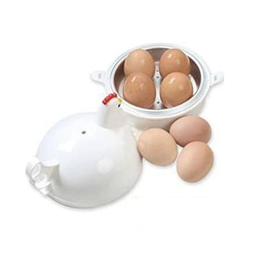 Microwave Egg Boiler, 4 Eggs Boiler Cooker, Microwave Egg Steamer with Lid for Soft and Hard Boiled Egg, Poacher Boiler Cooker, Cooking Kitchen Tools(COLOR:White)