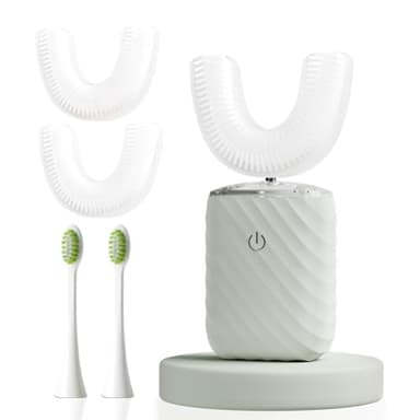 ELOTAME Ultrasonic Automatic Electric Toothbrush for Adults- U Shaped self Brushing Toothbrush, 360° Mouth Cleaning, 5 Modes for Whitening, IPX7 Waterproof Rechargeable (Light Gray)