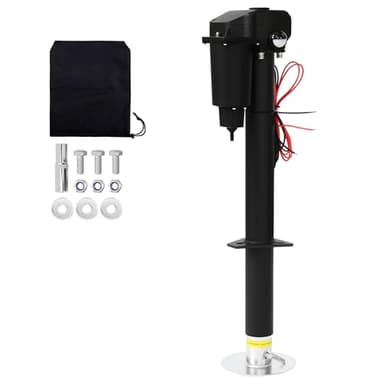 Pafessa 12V Electric Tongue Jack 3500lb A-Frame Heavy Duty Trailer Jack 18” Travel Add 4.5” with The Drop Foot & LED Light for Travel Trailer Camper,Protective Cover Included