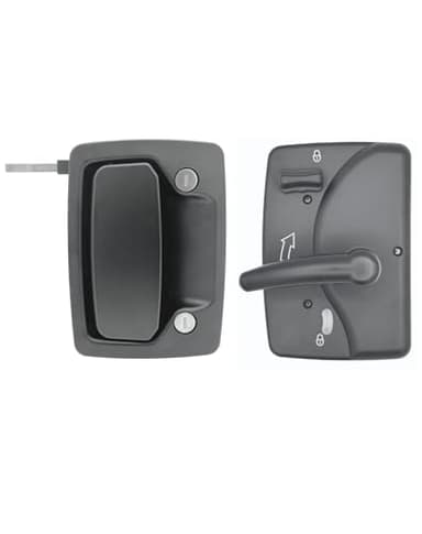 RV Door Handle Kit for PTL Doors fits TriMark 36285-02 Exterior & 42506-01 (formerly 21396-05) Interior. Back to Back Handle set with Hardware. Fits 2" Doors on Tiffin, Newmar, Winnebago, and more