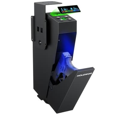 Gun Safe Biometric Pistol Safe Fingerprint Drop Down Mount Handgun Safe Under Table for Desk Bedside Nightstand