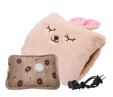 Milkycat Cute Hot Water Bottle with Soft Cover，Portable Rechargeable Electric Hot Water Bag for Menstrual Cramps，Hot Compress Heating Pad,Plush Bunny Hand Warmer（Spring Impressive Gift）
