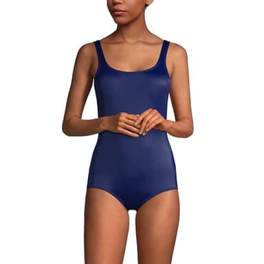 Lands' End Womens Chlorine Resistant Tugless Tank Soft Cup One Piece Swimsuit Deep Sea Navy Regular 16