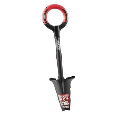 Root Slayer RS224 Mini Digger Garden Shovel for Digging and Root Cutting, Heavy Duty Steel Spade, Black