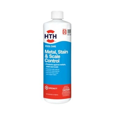 HTH 67218 Swimming Pool Care Metal, Stain & Scale Control - Prevents Metal Staining and Scale Build Up, Removes Fresh Metal & Copper Stains, Compatible with All Swimming Pools, 32oz