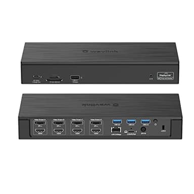 WAVLINK DisplayLink Laptop Docking Station - Quad Monitor 5K/4K@60Hz, 100W Charging - Thunderbolt 4/3, USB-C/A - M1-M5 Mac/Windows/Chrome/Ubuntu - 4 HDMI, 4 DP, 180W Power, SD 4.0 CR, 2.5Gbps LAN