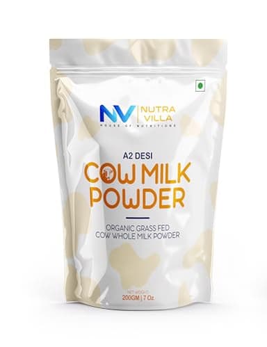 Nutravilla Full Cream A2 Desi Cow Milk Powder | Made From Organic Grass Fed Desi Cow | 200 Grams