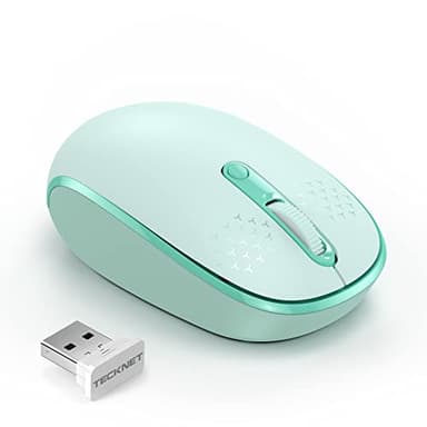 TECKNET Wireless Mouse for Laptop, 2.4G Quiet Computer Mouse with USB Receiver, 4 Buttons Portable Cordless Mice for Chromebook, Laptop, PC, Mac, 800/1200/1600 DPI - Mint Green