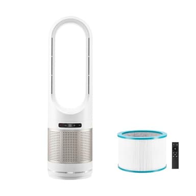 VEVOR Tower Fan Bladeless, 16.4ft/s Velocity Floor Fan that Blows Cold Air, 80° Oscillating 8-Speed Fans, 8H Timer, Standing Fans with H13 HEPA Filtration, Remote Control & Air Purification Mode