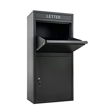 Feliluke Package Delivery Boxes for Outside, Extra Large Capacity Modern Mailbox, Outdoor Freestanding Porch Box for Package (Black)