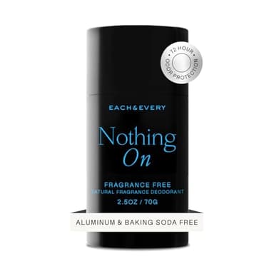 Each & Every Aluminum Free Deodorant for Men & Women - All Natural Deodorant for Sensitive Skin, EWG Verified - Clean, Baking Soda-Free, Plant-Based Fragrance, Unscented Fragrance-Free, 2.5oz