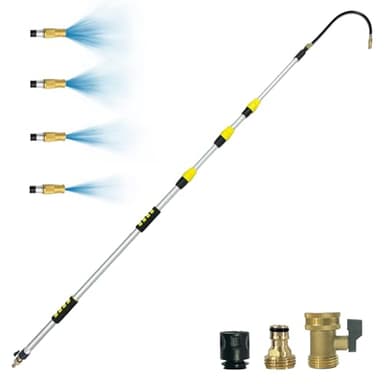 Buyplus 16FT(24FT Reach) Telescopic Gutter Cleaning Tools from the Ground, Long Reach Gutter Cleaner Wand with Hose Attachment, Rain Gutter Cleaner Tool with Extension Pole for 2nd Story House
