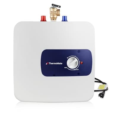 ThermoMate Electric Tank Water Heater, 8.0 Gallon Point of Use Instant Small Hot Water Heater 120V 1440W, Wall or Floor Mounted, Plug-in to Use, UL Listed ES800