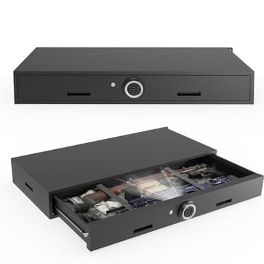 Eltean 7"H Under Bed Gun Safe for Rifles and Pistols, Gun Storage Safe Drawer,Rifle Safe with Upgraded Digital Panel, Shotgun Cabinet with LED Lights, Quick Access