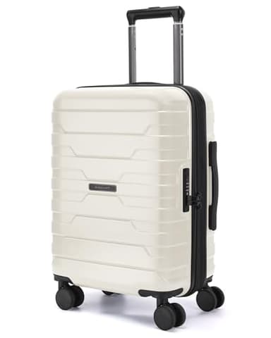 BAGSMART Carry On Luggage 22x14x9 Airline Approved with Spinner Wheels,Lightweight 20 Inch Luggage with TSA Lock,Expandable Hard Shell Carry On Suitcases for Men Women,White