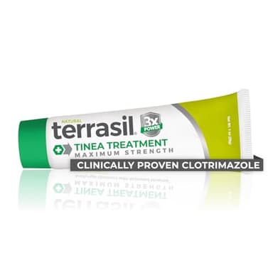 terrasil Tinea Versicolor Treatment Cream Max Strength, Antifungal Tinea Cream, Clinically Proven 1% Clotrimazole, Helps with Most Ringworm & Fungal Infections, Soothing Relief of Itchy Dry Skin (1oz)