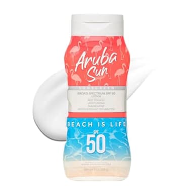 Aruba Sun SPF 50 Sunscreen Lotion 8oz - Reef Act Compliant no 67 Octinoxate & Oxybenzone Free - Sun Screen Broad Spectrum UVA/UVB - Sunscreen Waterproof and Non-Greasy