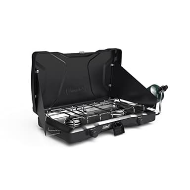 Coleman Triton 2-Burner Propane Stove, Portable Camping Cooktop with 2 Adjustable Burners & Wind Guards, 22,000 BTUs of Power for Camping, Tailgating, Grilling, BBQ, & More