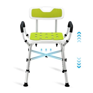 Heavy Duty Shower Chair with Non-Slip Grip, Adjustable Height Shower Seat, Shower Chair for Senior, Handicap and Disabled, Maximum Load Capacity 600 lb Yellow