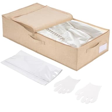 CINPIUK Wedding Dress Storage Box with 40 Sheets Large Acid Free Tissue Paper and 1 Pair Microfiber Gloves, Wedding Gown Preservation Box for Bridal Essentials