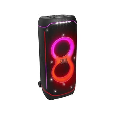 JBL Partybox Ultimate - Multi Purpose Party Speaker, with Wi-fi & Bluetooth Connectivity, Wireless, Lightshow, IPx4 Slashproof, Dual Mic & Guitar Inputs, Handle & Sturdy Wheels, Black