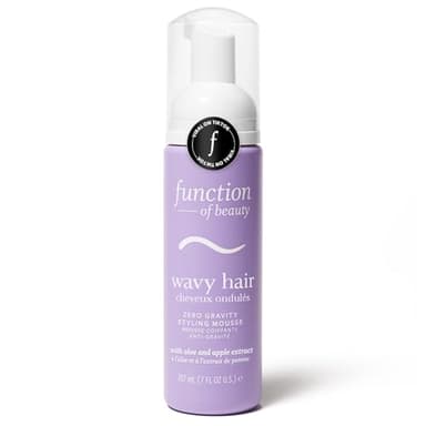 Function of Beauty Wavy Hair Mousse for Styling - Anti-Frizz Hair Styler Adds Volume & Defines Natural Waves - Volumizing & Texturizing Lightweight Styling Foam with Flexible Hold - Hair Care Products