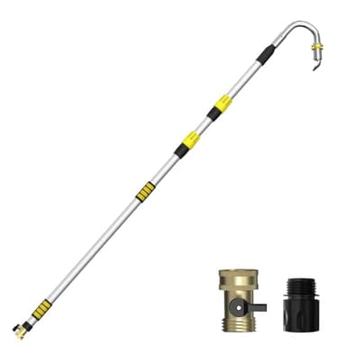 LAANPOLE Gutter Cleaning Tools from The Ground, 24FT Reach Rain Cleaner with Bendable Wand and Quick Connect Adapter for Garden Hose