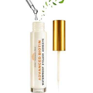 2 in 1 Clear Eyelash Glue with BIOTIN; Sensitive Eyes Safe ; Strong Hold Brush On Cluster Lash Glue, False Eyelash Extensions Strip Lash Adhesive, Latex Free Vegan Cruelty Free Waterproof