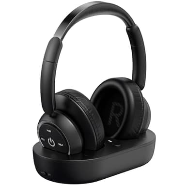 ROSIDA Wireless Headphones for TV Watching, Wireless Headphones for Seniors with Transmitter Charging Base, Bluetooth Headsets for TV, No Audio Delay, Gift for The Seniors or Parents, Black