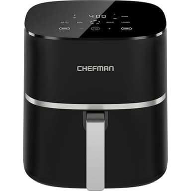 Chefman TurboX 4-in-1 Air Fryer, 5-Quart Airfryer for Extra Crispy Chicken, Fries, Wings, and More, Air Fry, Bake, Reheat, and Frozen Functions, Digital Touch Controls, Dishwasher Safe