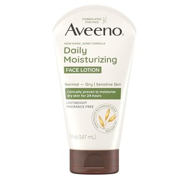 Aveeno Daily Moisturizing Face Lotion with Soothing Prebiotic Oat, Lightweight Non-Greasy Facial Moisturizer for Normal to Dry, Sensitive Skin, 24-Hour Moisture, Fragrance-Free, 5 oz