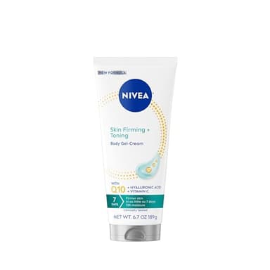 NIVEA Skin Firming & Toning Body Gel Cream with Q10, Hyaluronic Acid and Vitamin C, Clinically Tested Skin Firming & Toning Cream, 72-Hour Moisture, 6.7 Oz Tube