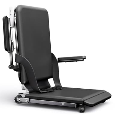 Upgrade Steel Electric Lift Chair with Advanced Wheels and PU Cushion, Floor Lift for Elderly, Support Up to 400 LBS, Safety Seat Belts and Handrails, Suitable for Home or Care Facilities Use, Black