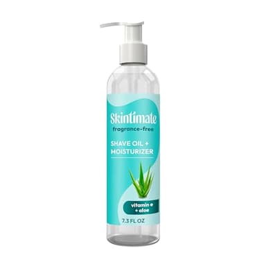 Skintimate 2-in-1 Shave Oil & Moisturizer, Fragrance Free, 7.3oz | Shaving Oil, After Shave for Women Bikini Area Moisturizer with Vitamin E and Aloe, Shaving Cream Alternative, 7.3 fl oz