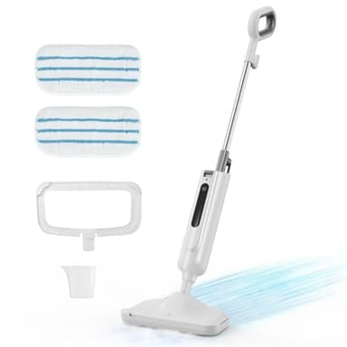 KMFurnila Steam Mop for Floor Cleaning with 2 Washable Pad, Lightweight Floor Steamer Cleaner Mop for Hardwood, Tile, Laminate Floors，Carpet