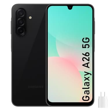 Samsung Galaxy A26 5G – 256GB Unlocked International – 6.7″ 120Hz AMOLED, 50MP Triple Camera, 5000mAh Battery, Water Resistant – Works with T-Mobile & AT&T (Verizon Limited) – Black w/Fast Charger