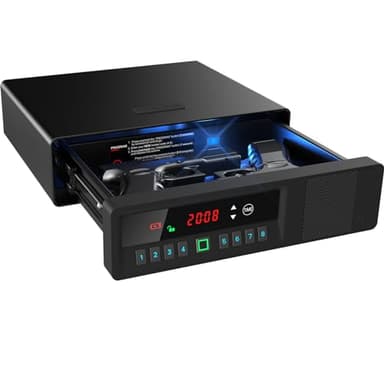 Z ZLJUAN Slide-Away Pistol Handgun Quick Access Gun Drawer Safe with LCD Display of Temp,Humidity,Time,Low Battery Warning,Unlock State for Nightstand Bedside Home (Classic Version（LT-108-F-X）)