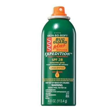 Skin So Soft Bug Guard Plus IR3535® Expedition™ Aerosol Spray – Insect Repellent & SPF 28 Sunscreen, DEET-Free, Unscented, 8-Hour Mosquito Protection, Repels Deer Ticks, Gnats, No-Seeums & Black Flies