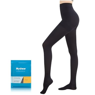 Myshear Medical Compression Pantyhose for Women Men, 20-30 mmHg Graduated Compression Tights, Closed Toe Compression Stockings, Support Hose, High Waist Compression Leggings for Varicose Veins, Edema