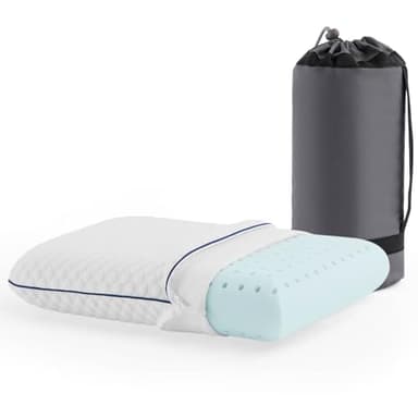 Weekender Gel Memory Foam Camping Pillow - Travel Essentials & Must Haves - Camping Gear & Accessories - Contouring Neck Support - Small Size Compatible for Car, Airplane, and Beach - 1 Pack